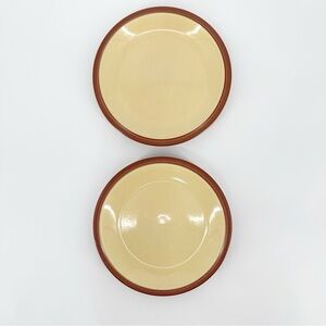 Denby Juice Salad Plates England Stoneware Lemon Yellow 7.25"